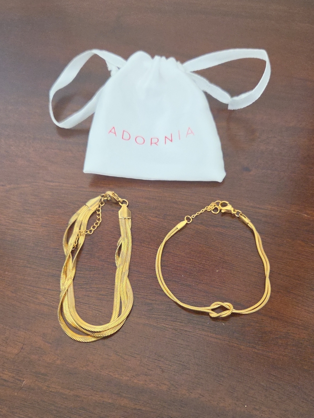 Adornia Set Of Two Gold-Tone Knot Bracelet — Elegant Gold Bracelet for Women